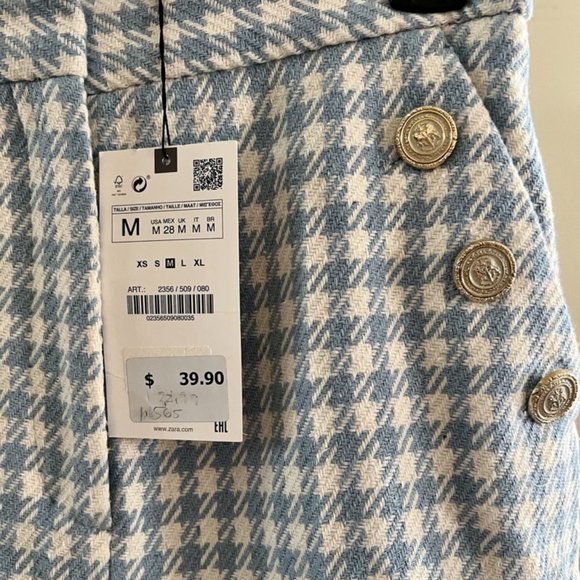 Zara Blue and White Houndstooth Blazer - Picture 4 of 4